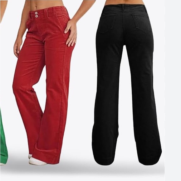 Wide Leg Women's Pants - Black - Picture 5 of 6